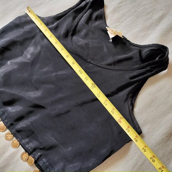 Vtg Theory Theresa McAllen Black Cropped Tank Top Small Dangle Coins Belly Dance - Picture 3 of 7